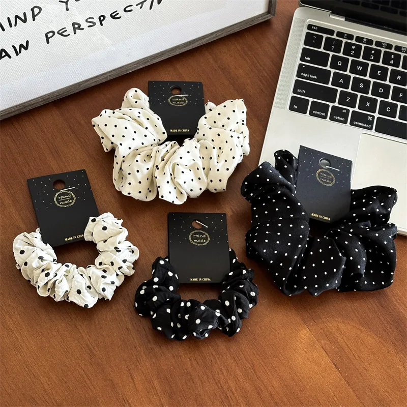 11cm/14cm Dot Cloth Scrunchies Kobiety Dziewczyny Elastyczne gumki do włosów Akcesoria Opaska do włosów Lina Nakrycie głowy Nakrycie głowy Prezent