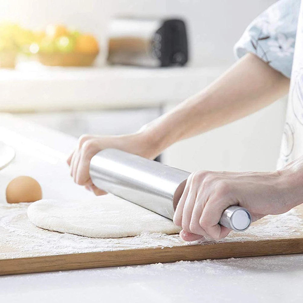 Baking Tool Stainless Steel Rolling Pin Non Stick Rolling Pin for Baking Dough Pizza Pie Baking Making Tool Kitchen Accessories