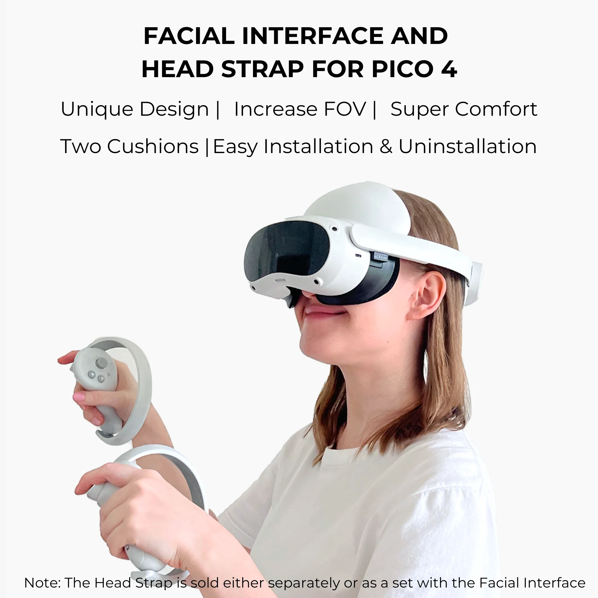 GEEKVR Face Cover Facial Interface Face Mask & Head Strap for Pico 4, Comfortable Accessories for Pico 4 / Pro VR Headset