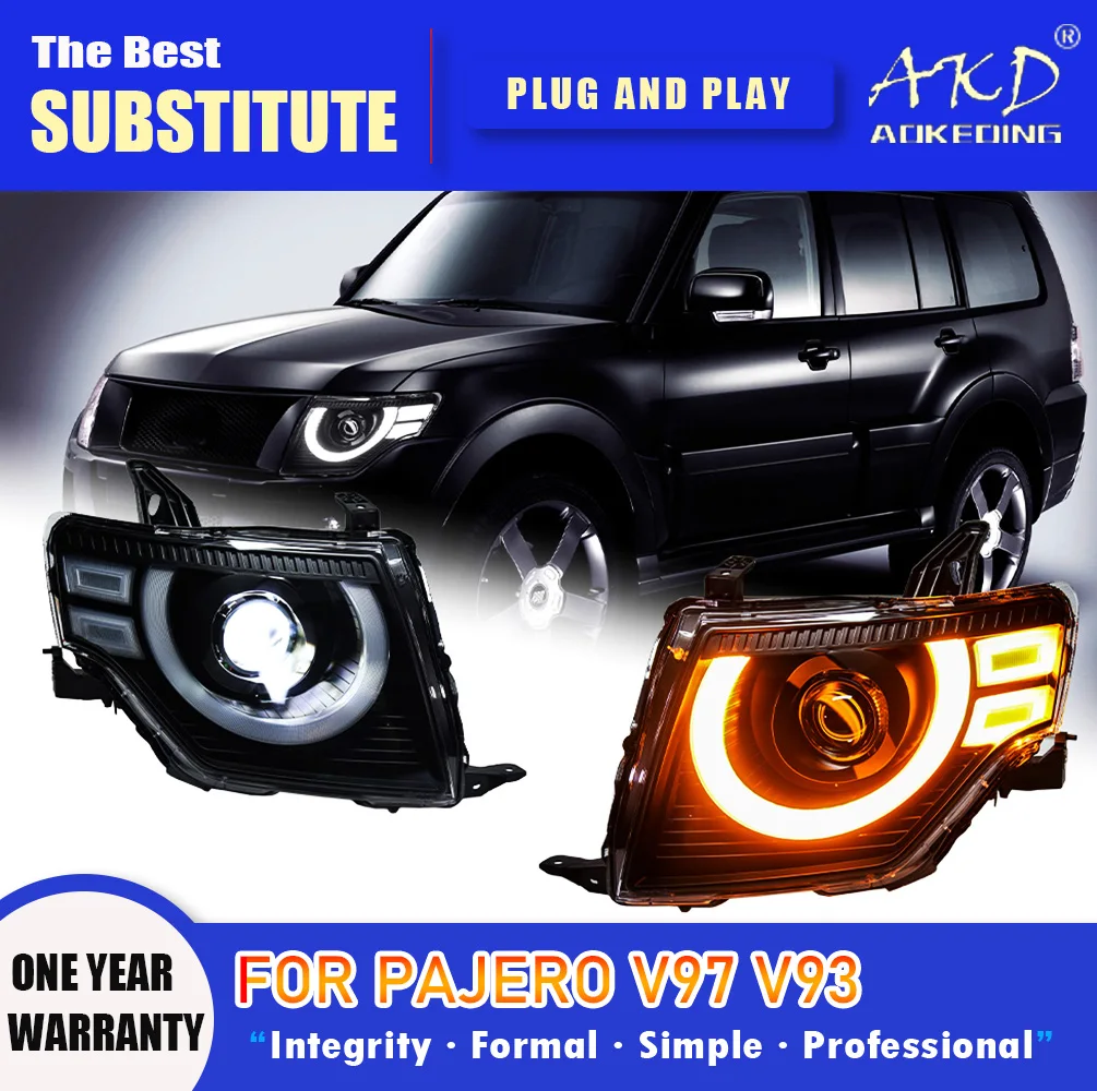 

Фара AKD для pajero V97 V93 светодиодный, фара 2008-2021, фары V95 B87 DRL, сигнал поворота, фара дальнего света, объектив проектора Angel Eye