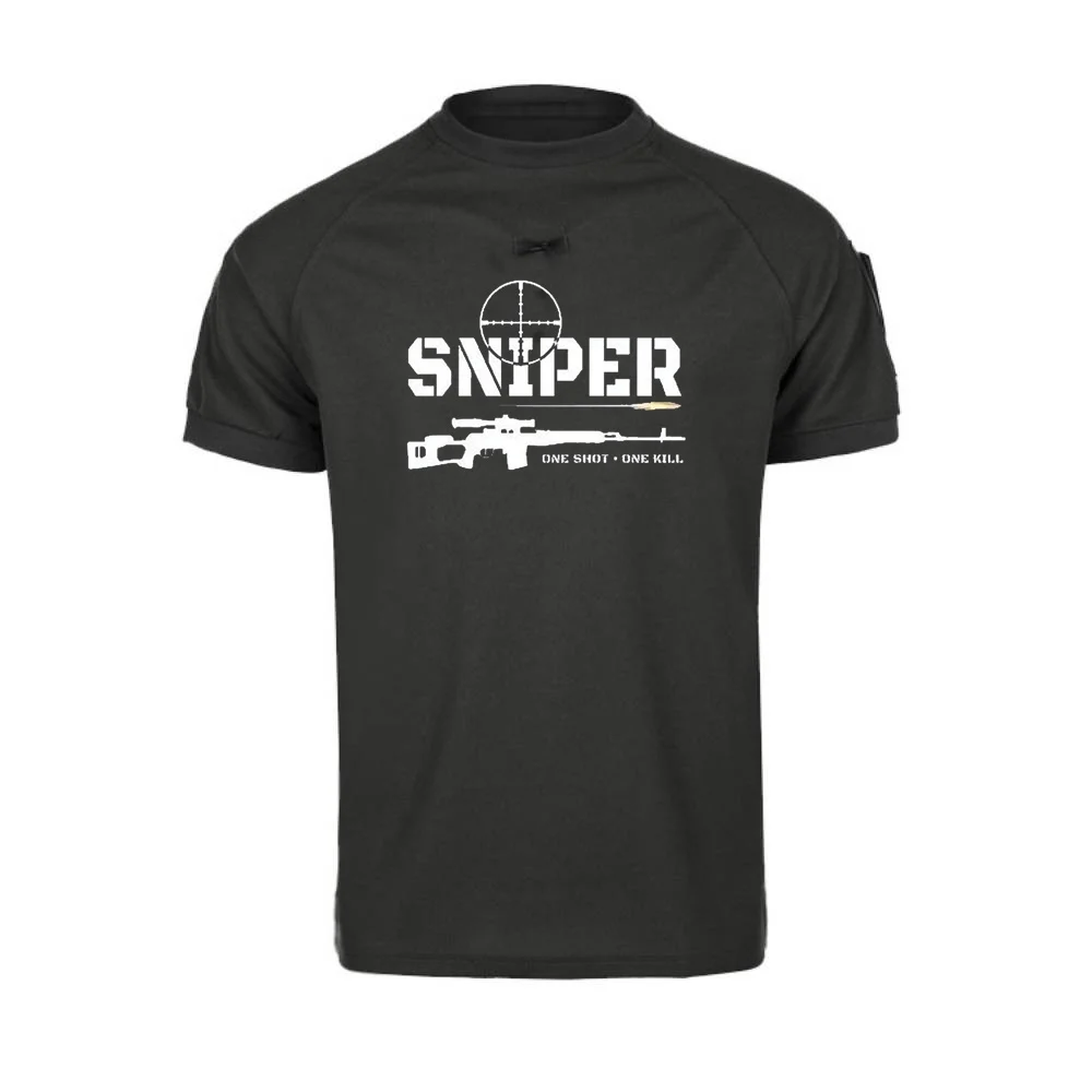 Youth T-Shirt Military Style Men T-Shirt Mesh Breathable Army Combat Tactical Tshirt Sniper One Shot One Kill O-Neck Tops Tee