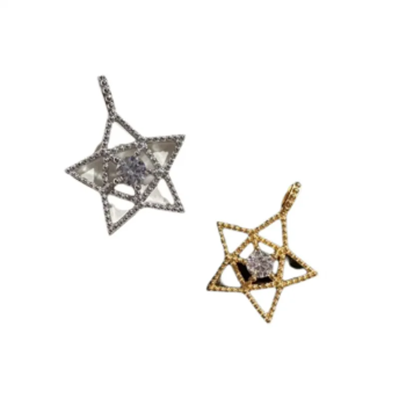 BOCAI New S925 Pure Silver With A Luxurious Temperament Inlaid With Zircon And A Five Pointed Star Pendant