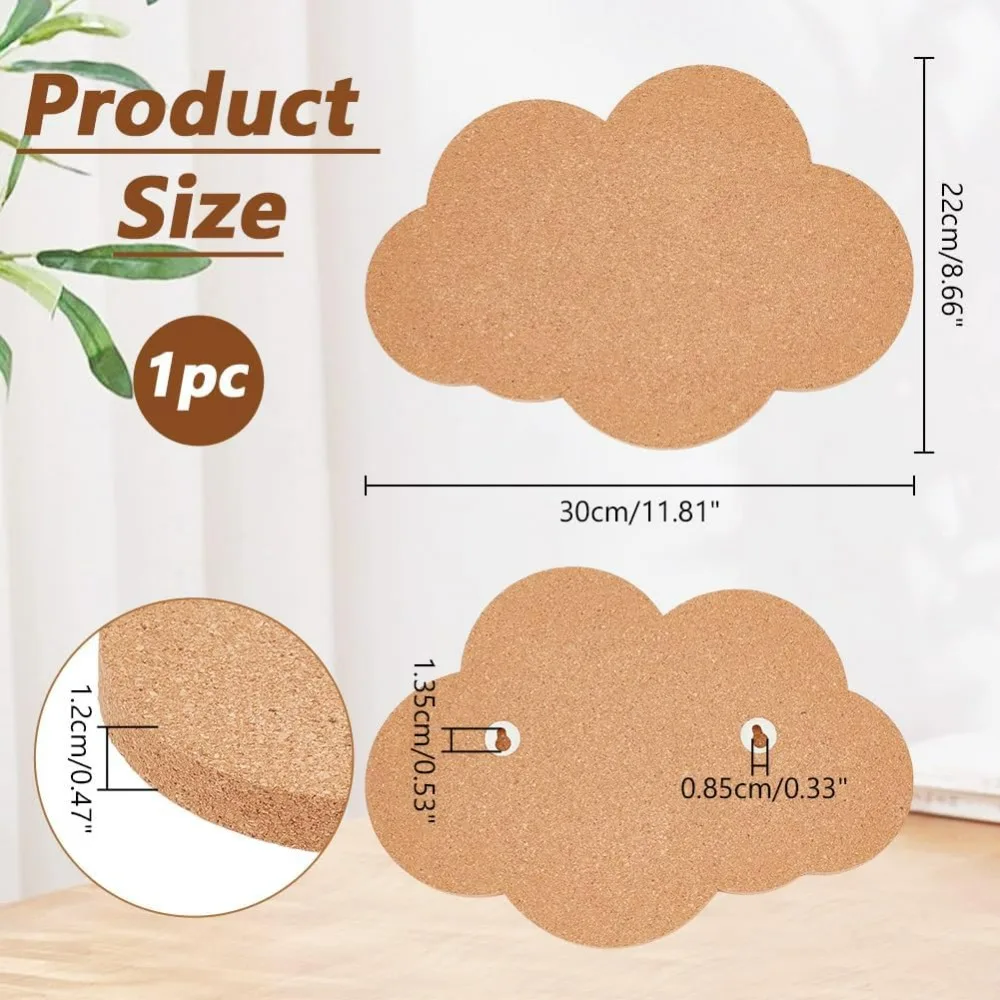 Pin Display Cork Board Cloud Cork Brooch Board 0.5inch Thick Pin Board Wooden Bulletin Display Board Wall Mounted Cork Board
