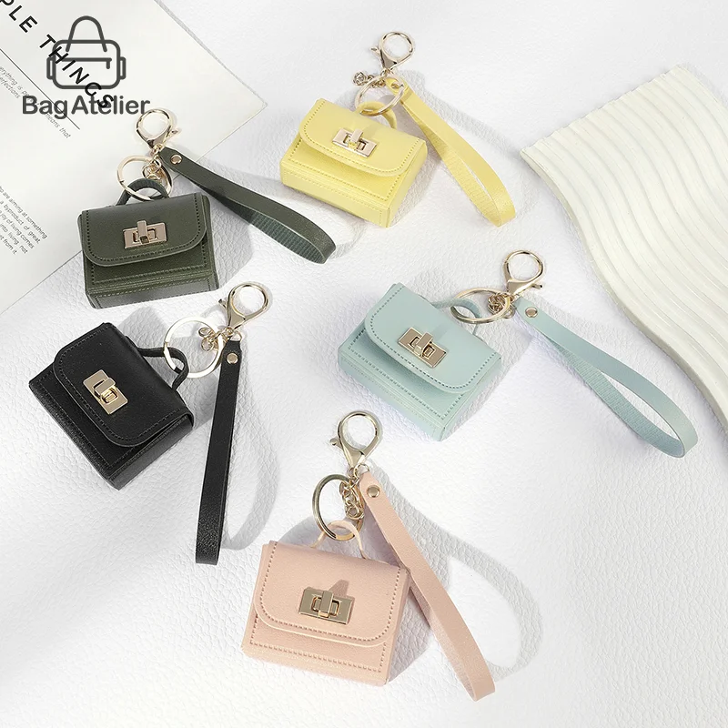 

Creative Mini Leather Hanging Bag Fashion Versatile Bag Charm Coin Purse Key Ring Headphone Set Charm Decorative Gift