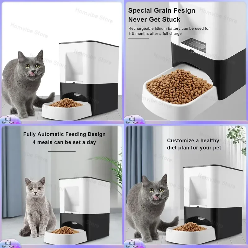 14L Automatic Pet Feeder for Cats and Dogs Timed Food Dispenser with Desiccant Bag Large Capacity Dry Food Feeder Smart