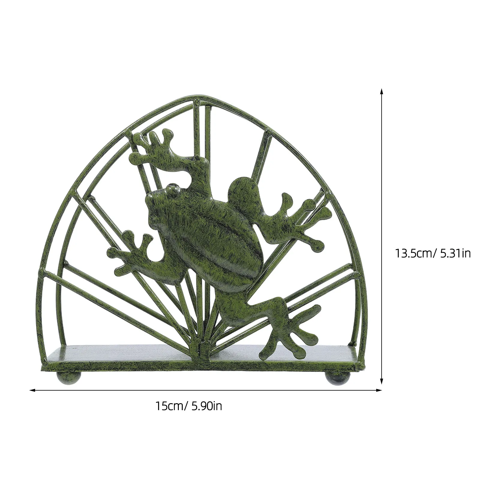 Frog Shape Metal Napkin Holder Green Vintage Rustic Kitchen Countertop Napkin Organizer Paper Tissue Dispenser view 4