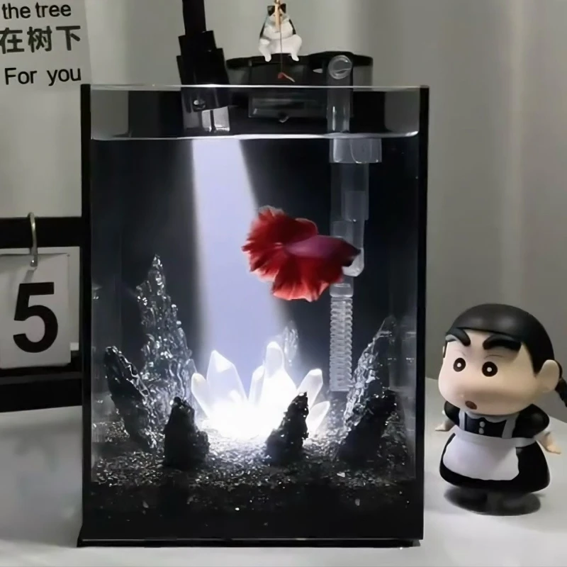 Transparent Crystal Column Aquarium Decoration Betta Fish Tank Landscaping Ornaments Fish Shrimp Cave Shelter Accessories