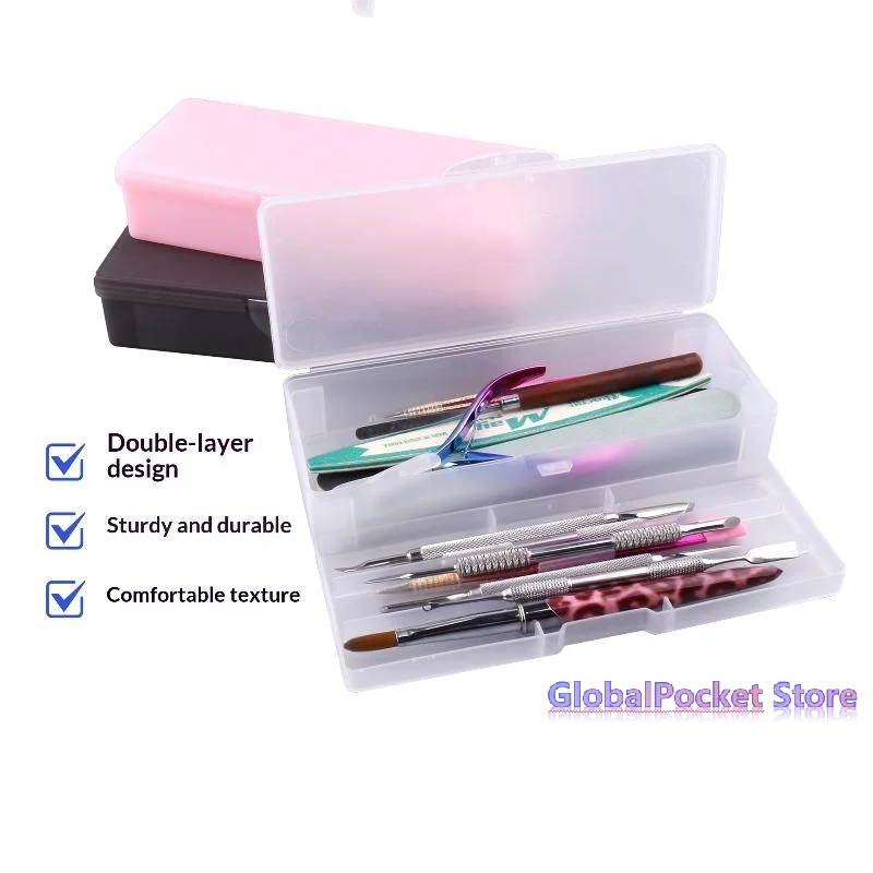 [TG823]Double Layer Frosted Nail Storage Box Removable Tray Large Capacity For Home Manicure Salon Use Nail Tool Organizer Case
