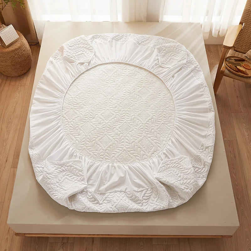 1pc Waterproof Mattress Protector | Soft and Comfortable Solid Color Bedding Fitted Sheet for Bedroom Guest Room