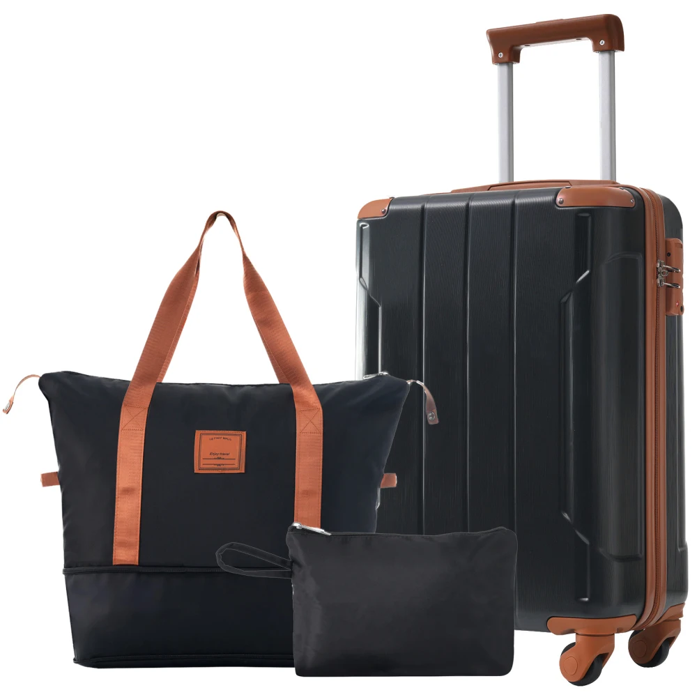 

20" Carry on Luggage 3pcs Set Durable ABS Hard Shell Suitcase with 4 Spinner Wheels Lightweight Travel Bag for Business Travel