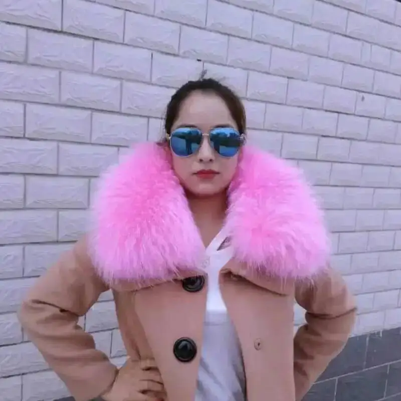 

Женский шарф, зимний воротник из меха енота для пальто, шарф, теплая шаль, воротник из натурального меха, меховые шарфы, теплые красные меховые воротники