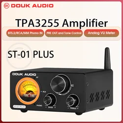 Douk Audio ST-01PLUS HiFi Bluetooth TPA3255 Digital Amplifier VU Meter Turntable Audio Stereo Amp
