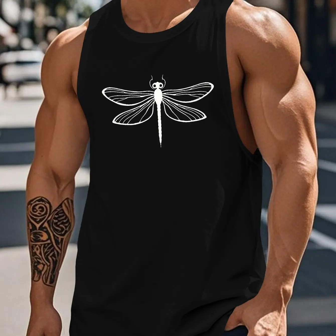 

Summer Men's Tank Tops Everyday Casual Fashion Breathable Sleeveless T-shirt 3D Dragonfly Printing Minimalist Style Men Vests