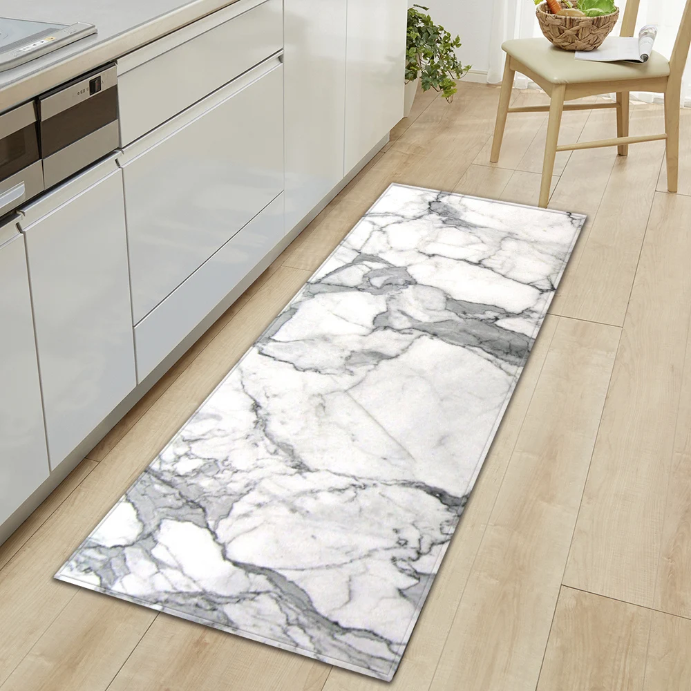 Marble Kitchen Foot Mat Home Entrance Doormat Living Room Children Bedroom Decor Floor Carpet Hallway Bathroom Door Non-Slip Rug