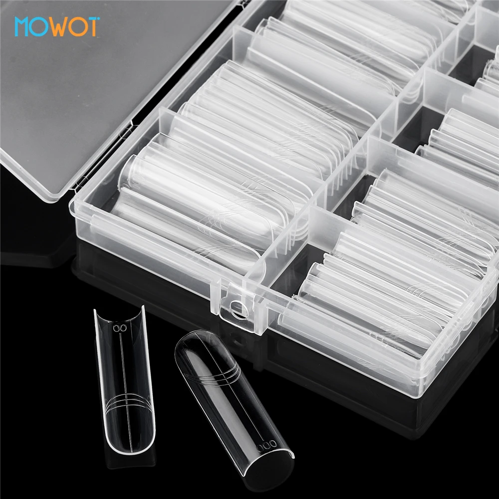 MOWOT 150 pièces/boîte élargir les ongles double formes cercueil carré construction rapide Gel moule Extension des ongles couverture complète formes supérieures outils de manucure