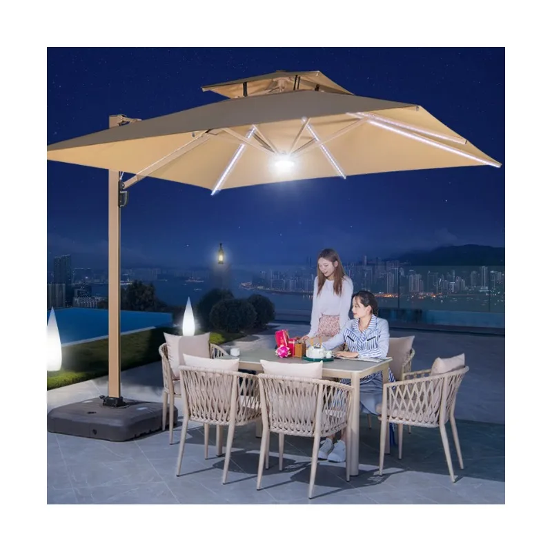

Outdoor Aluminum Cantilever Stock Rome Super Big Size 3*4/*4m Solar Led Light Garden Hotel Park Project Commercial Factory Price