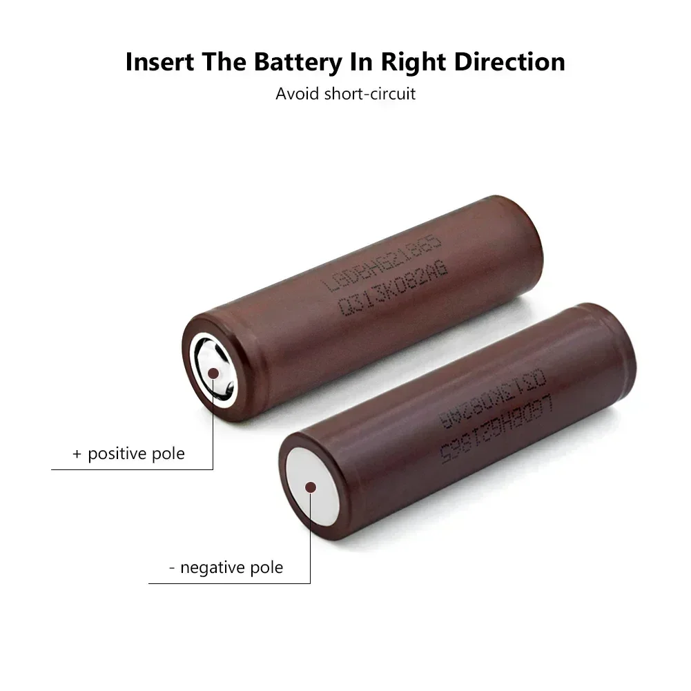 1/2/4/6/8/10 Piece Battery Replacement For INR18650-HG2 18650 3.7V 3000mah Flat top Brown Rechargeable Lithium Battery