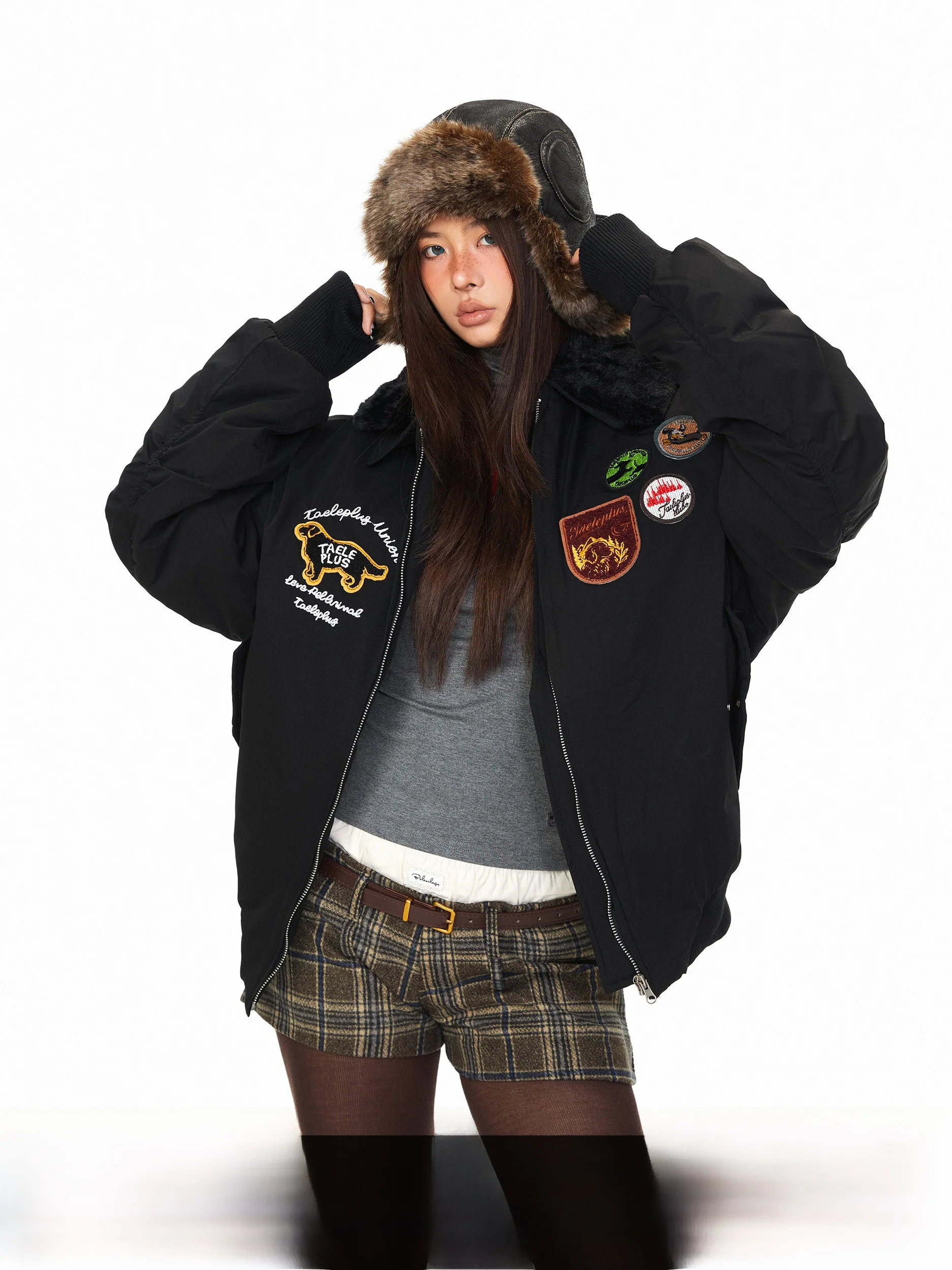 

Зимняя утепленная парка Blabb с вышитой нашивкой, хлопковая, в американском стиле, с меховым воротником