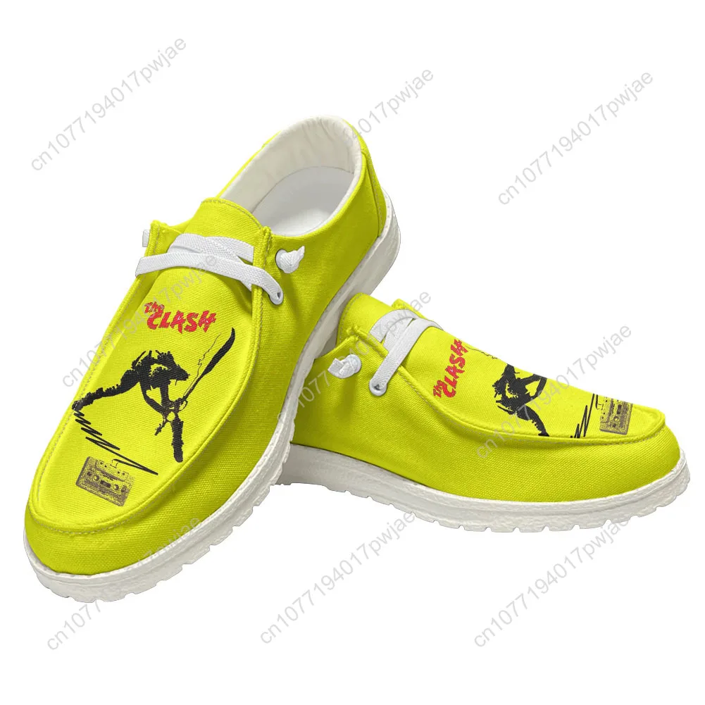 The Clash Rock Band حذاء كاجوال للرجال والنساء حذاء مسطح يسمح بمرور الهواء وخفيف الوزن للزوجين مصنوع حسب الطلب