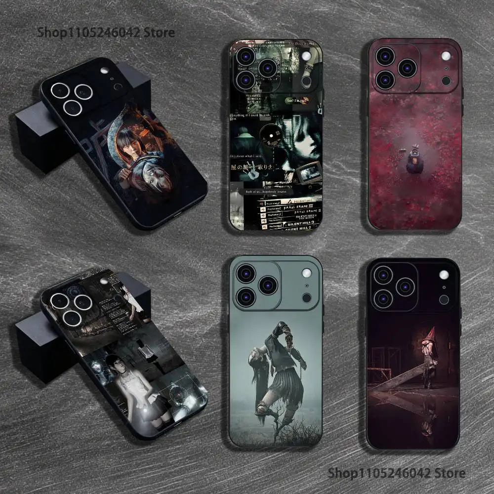 

S-Silent Hill F Horro Hinako Phone Case For iPhone 17,16,15,14,13,12,11,Pro,XS,Max,XR,Plus,E,SE4,Mini Black Soft Cover