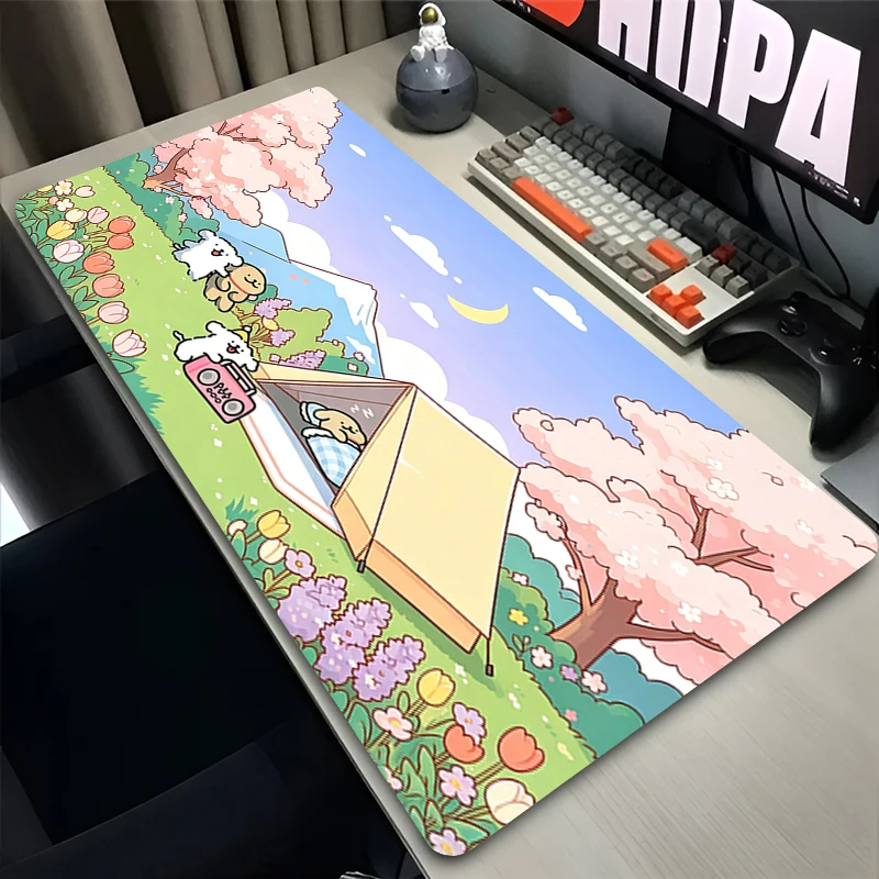 Healing Mouse Pad Gamer Keyboard Mousepad Office Laptop Extended Desk Mat Large Gaming Anti-fray Pad Cute Line Puppy Mouse Mat