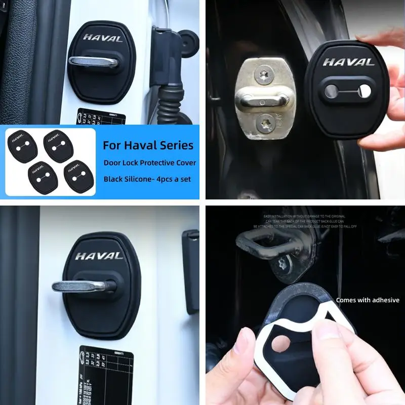 4Pcs Door‑Latch Sound‑Dampening Anti‑Rust Protective Covers For Haval H6 Jolion Dargo H9 Reduce Closing Noise Interior Mod Parts