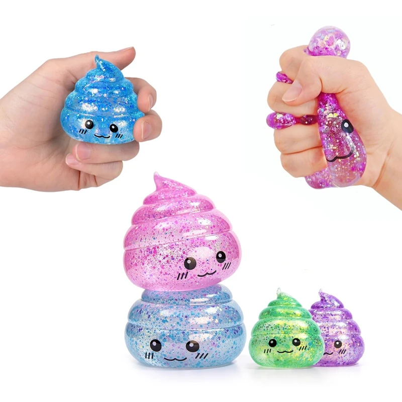 Novelty Squishy Poop Stress Balls Squishy Glitter Fun Stretch Squeeze For Fidgety Kids April Fool's Day Prank Gifts For Adults