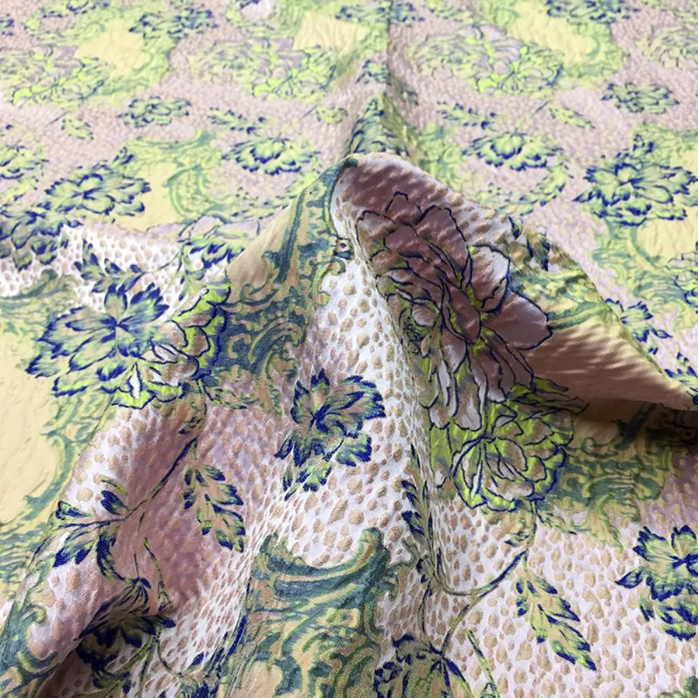 

Jacquard Fabric Peony Dress Cloth Draping Soft Windbreaker Clothing European Brand Fashion Design for Sewing Wholesale Material