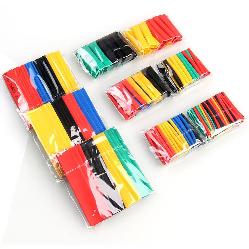 164pcs/530pcs Heat Shrink Tubing Tube Wire Insulation Sleeving Kit Car Electrical Shrinkable Cable Wrap Set Assorted Polyolefin