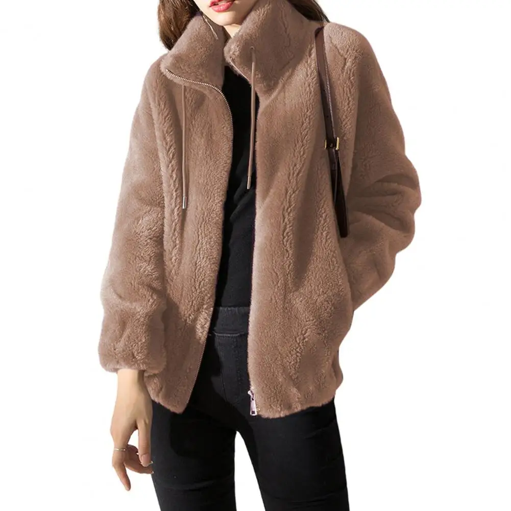 Thicken Warm Women Jacket Coat Plush 2024 Korean Double-sided Long Sleeves Zipper Cardigan Women Winter Jacket