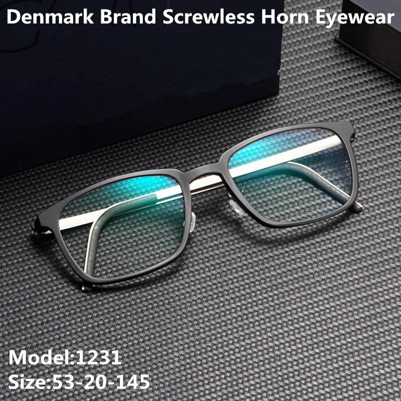 

Denmark Brand Ultralight Screwless Titanium Glasses Frame Men Optical Prescription Eyeglasses Women Myopia Square Eyewear 1231