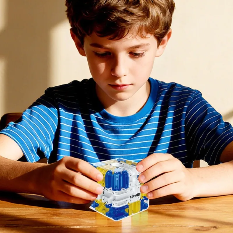 Puzzle 3D Cubo magico con rotolamento a sfera Labirinto per bambini Giocattolo agitato Pensiero logico Sollievo dallo stress Regalo di compleanno educativo