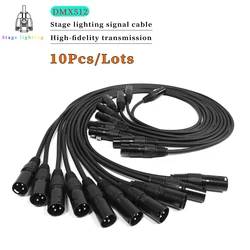 Cable DMX de 3 pines, conector negro de 1M-20M, Cable de línea de señal DMX utilizado para controlador DMX512, luces Led de escenario, 10 unids/lote