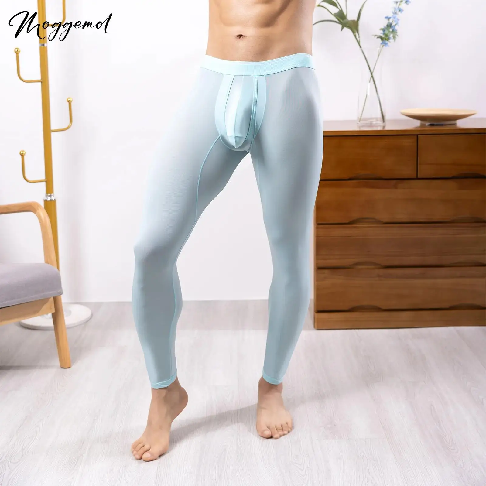 Mallas deportivas que absorben la humedad para hombre, cintura elástica, bolsa para bulto, pantalones ajustados elásticos para gimnasio, Fitness, Yoga, ciclismo, ropa de dormir