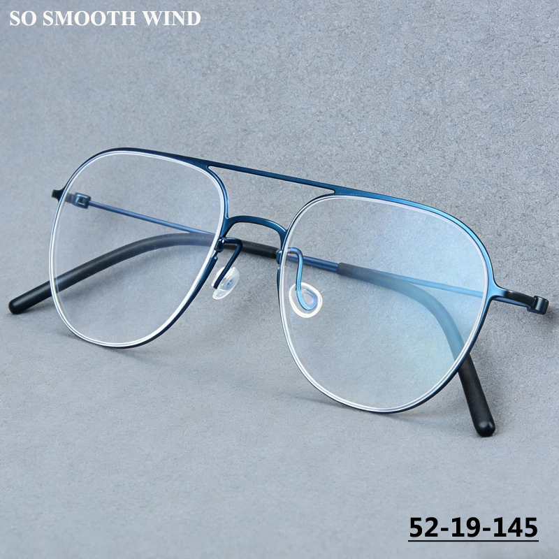 

Новые Дания, сверхлегкие двойные очки, мужские очки из чистого титана, синие очки в оправе, женские безвинтовые овальные круглые очки, очки