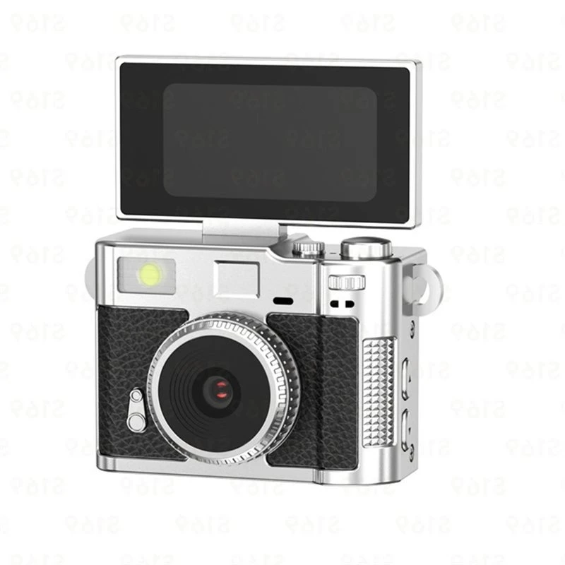 Y22A-Retro Pocket Thumb Camera Zinc Alloy Vlog Camera With Flip Up Screen And Fill Light, Keychain Camera For Travel