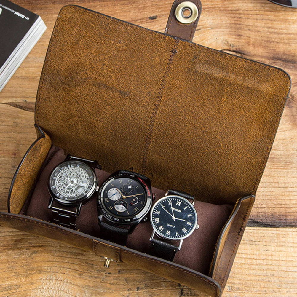 

Watch Pouch Box Automatic Watches for Men Retro Case Single Slot Straps