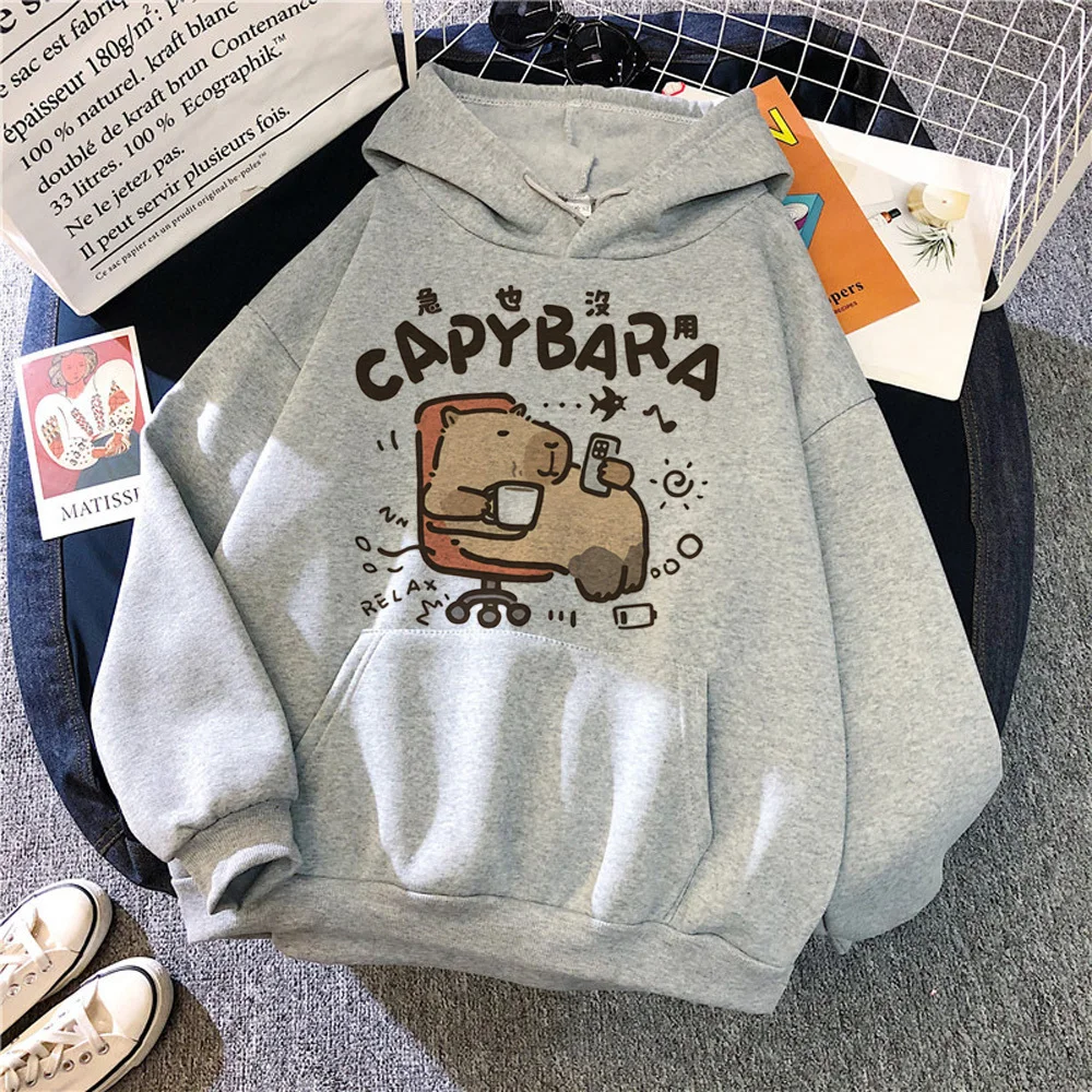 Capibara felpa con cappuccio fantasia athleisure giapponese abbigliamento casual maglione anime donna pullover hoddie Y2K harajuku divertente streetwear