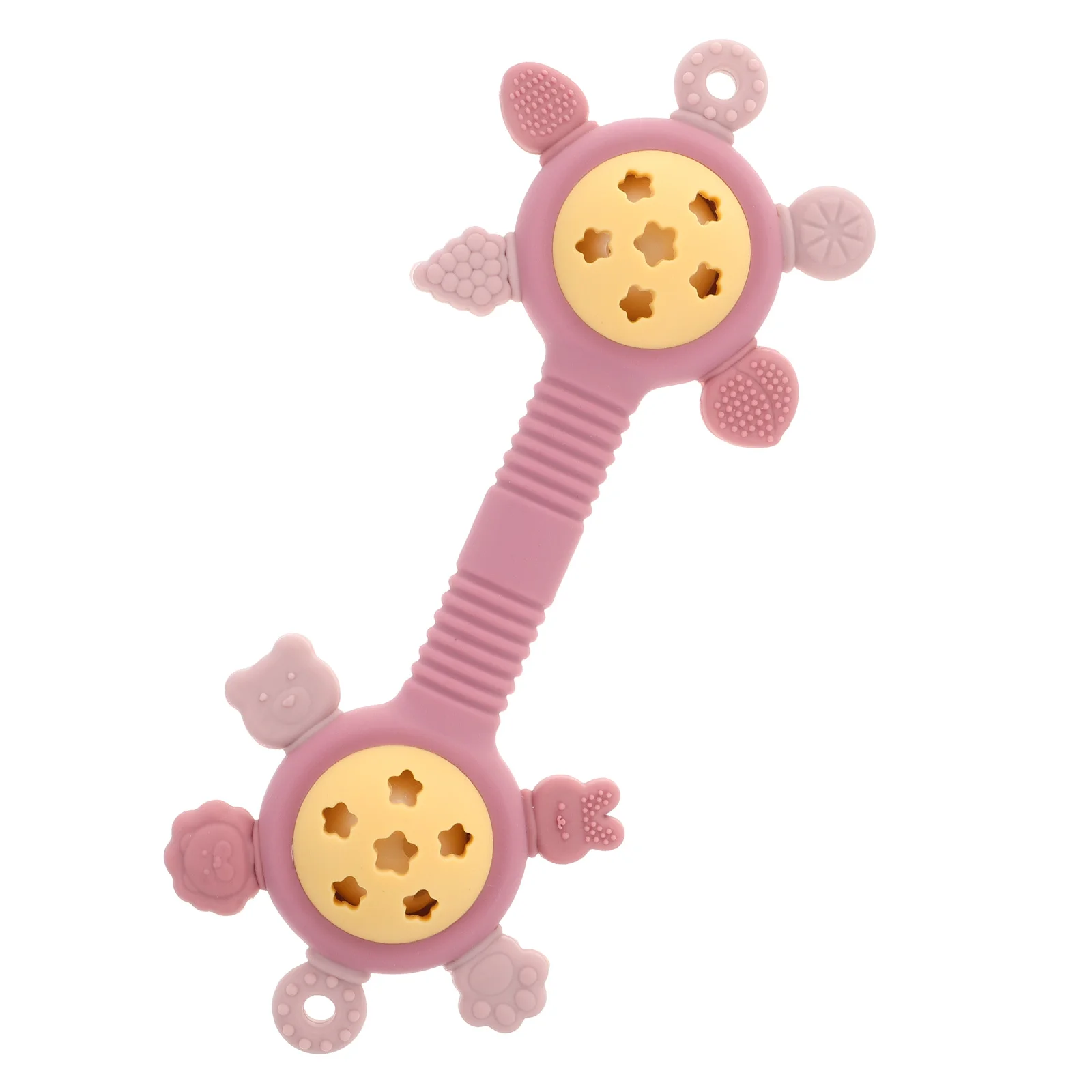 

Silicone Rattle Baby Toys Soft Dualhead Design Girls Hand-eye Coordination Shaker Rattles Playtime Comfort Newborn Chew Security