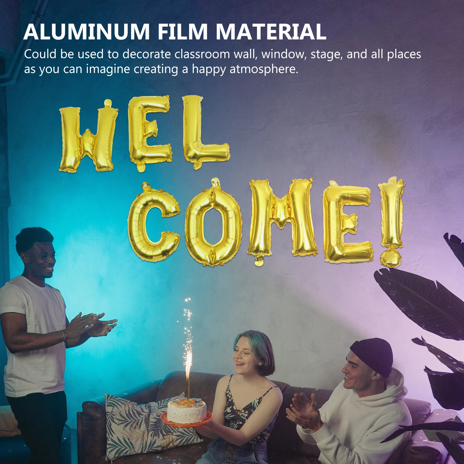 

1 Set Welcome Balloons Aluminum Foil Letter Design Back to School Party Decoration Classroom Wall Window Stage Happy Atmosphere