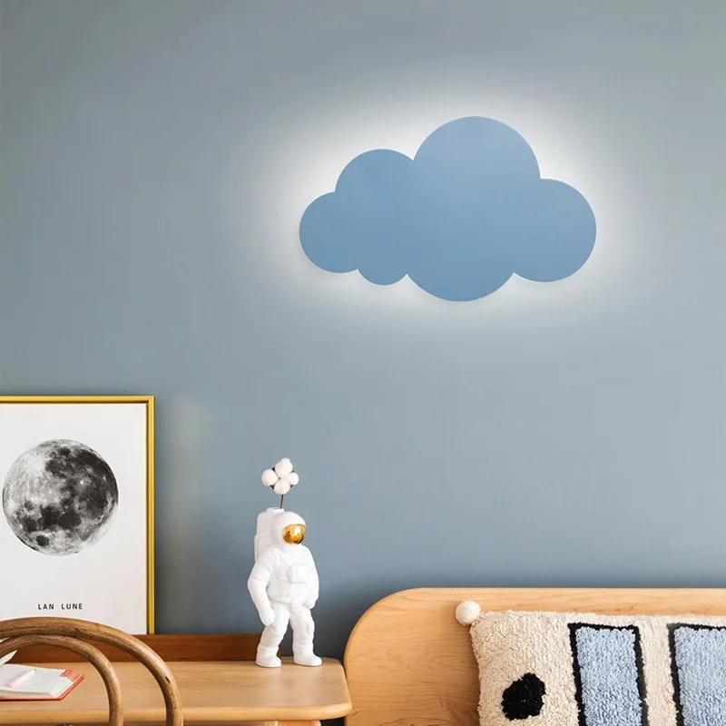 Lámpara de pared de nube nórdica Ins, lámpara de noche minimalista creativa, iluminación LED moderna y sencilla para habitación de niños y niñas