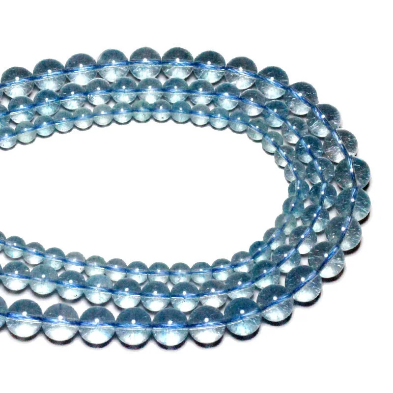 Natural Stone Beads Topaz Blue Crystal Round Loose Spacer Beads For Jewelry Making DIY Bracelet Necklace Charms 6 8 10MM