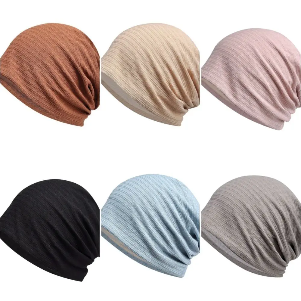 

Fabric Caps Stripes Slouchy Beanies Hat Soft Double Layer Knitted Outdoor Baggy Skullcaps Solid Color Warm Thin Hedging Cap