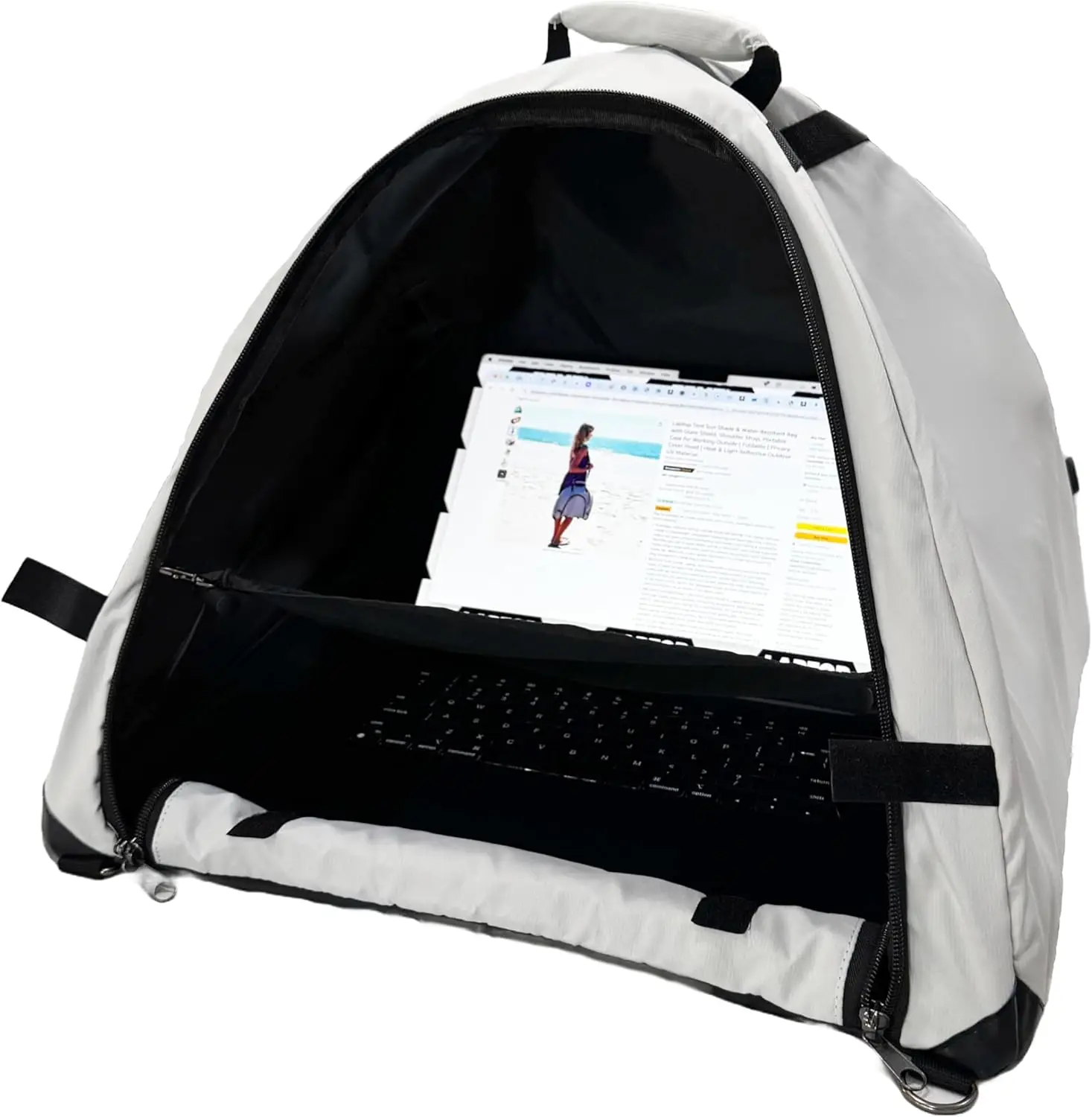 

Laptop Tent - Portable Sun Shade & Water-Resistant Beach Bag for Outdoor Work | UV & Heat Reflective | Privacy Hood & Glare Shie