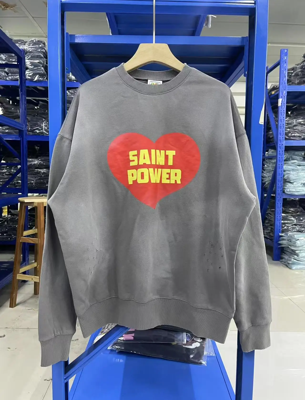 

Новая осень/зима 2025: мужская толстовка с круглым вырезом и принтом Saint Heart, винтажная высококачественная толстовка большого размера с длинными рукавами, топы