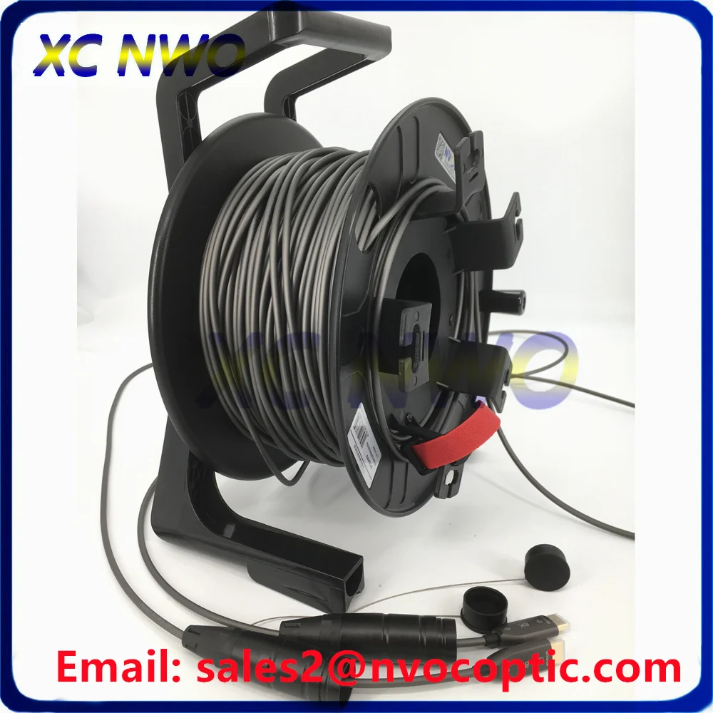 8K HDMI Male to HDMI-M Protector 48Gbps 100M/120M/150M/200M TPU Durability Armored Hybrid Fiber Cable With PCD310 Reel