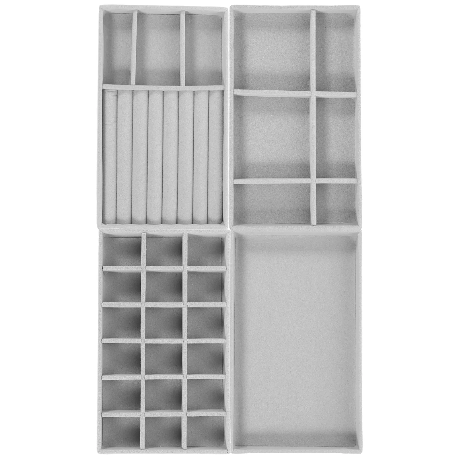 

4 Pcs Jewelry Storage Tray ganizer Grey Stackable Display Case for Rings Earrings Necklaces Pins Home Accessories ganizer Trays