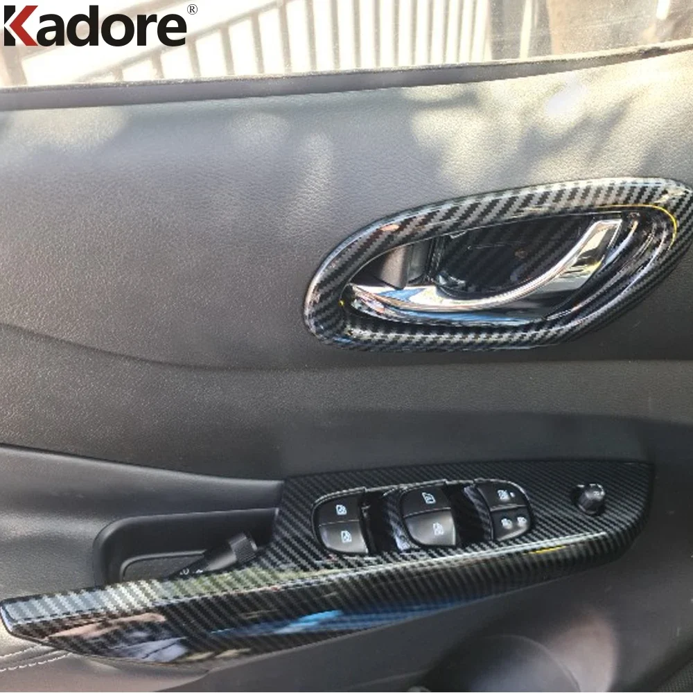Car Accessories For Nissan Navara NP300 ST 2015-2021 2022 2023 2024 2025 Carbon Fiber Interior Inner Door Handle Bowl Cover Trim