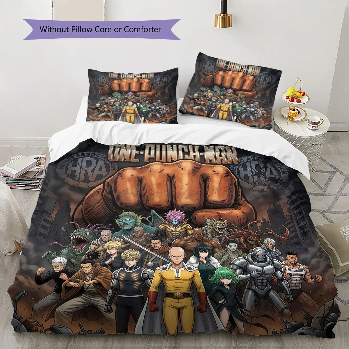 One-Punch Man Soft Duvet Cover Kid's Bedding Set,Extra Large Size Holiday Gift Various Sizes Available -HE210