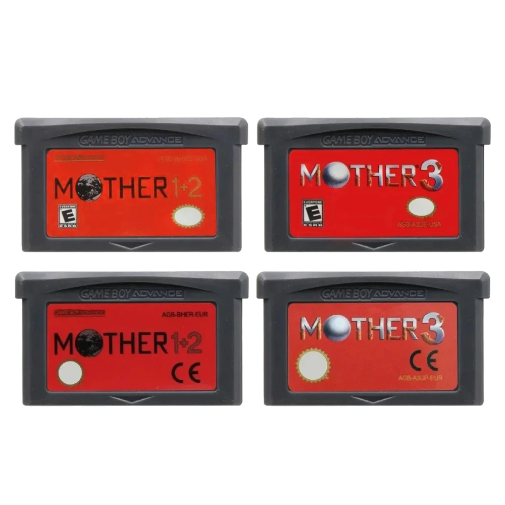 4 Styles GBA Mother Series Game Cartridge 32-Bit Video Game Console Card Mother 1 2 3 USA/EUR/Version Gray Shell for GBA NDS